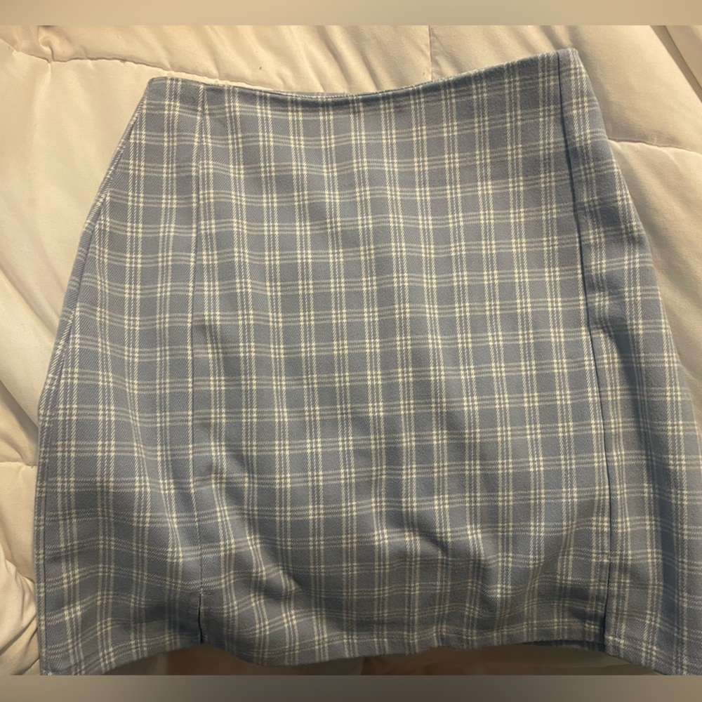 Brandy Melville Light Blue Plaid Cara Skirt